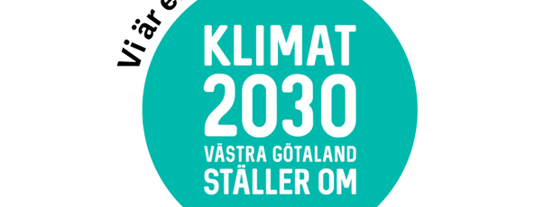 Logotyp för Klimat 2030 - En grön cirkel med orden klimat 2030 skrivna i vitt