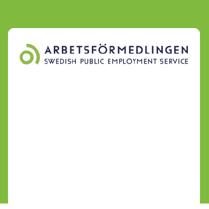 Logotypen för arbetsförmedlingen på grön bakgrund