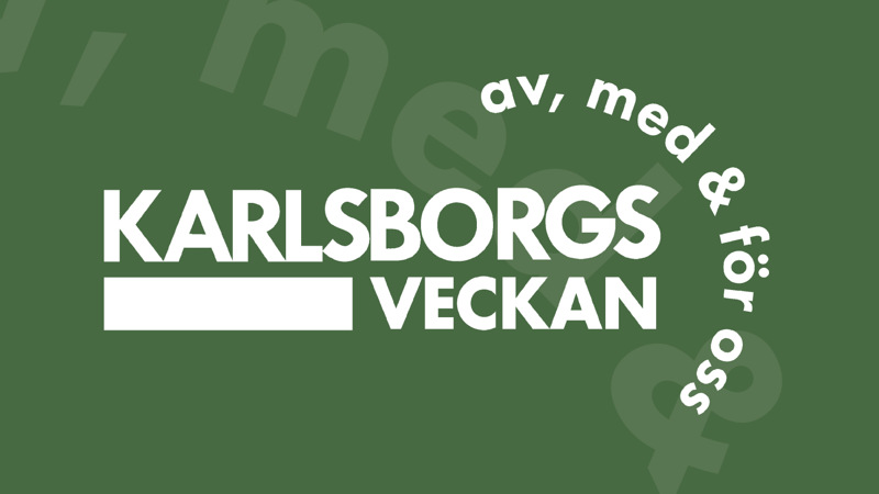 Logotypen för Karlsborgsveckan. På bilden står det "Karlsborgsveckan - av med och för oss".