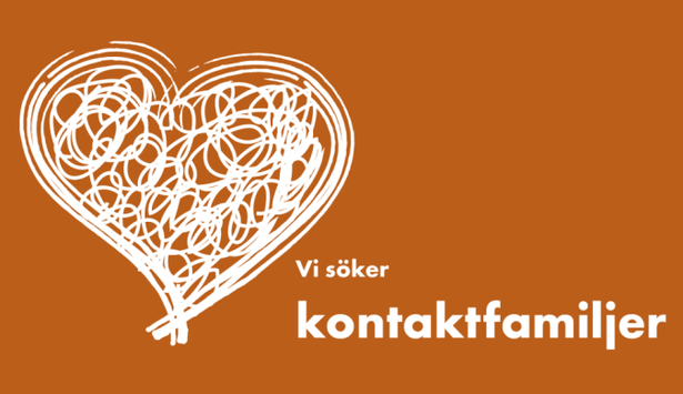 Illustration på ett hjärta med texten Vi söker kontaktfamiljer