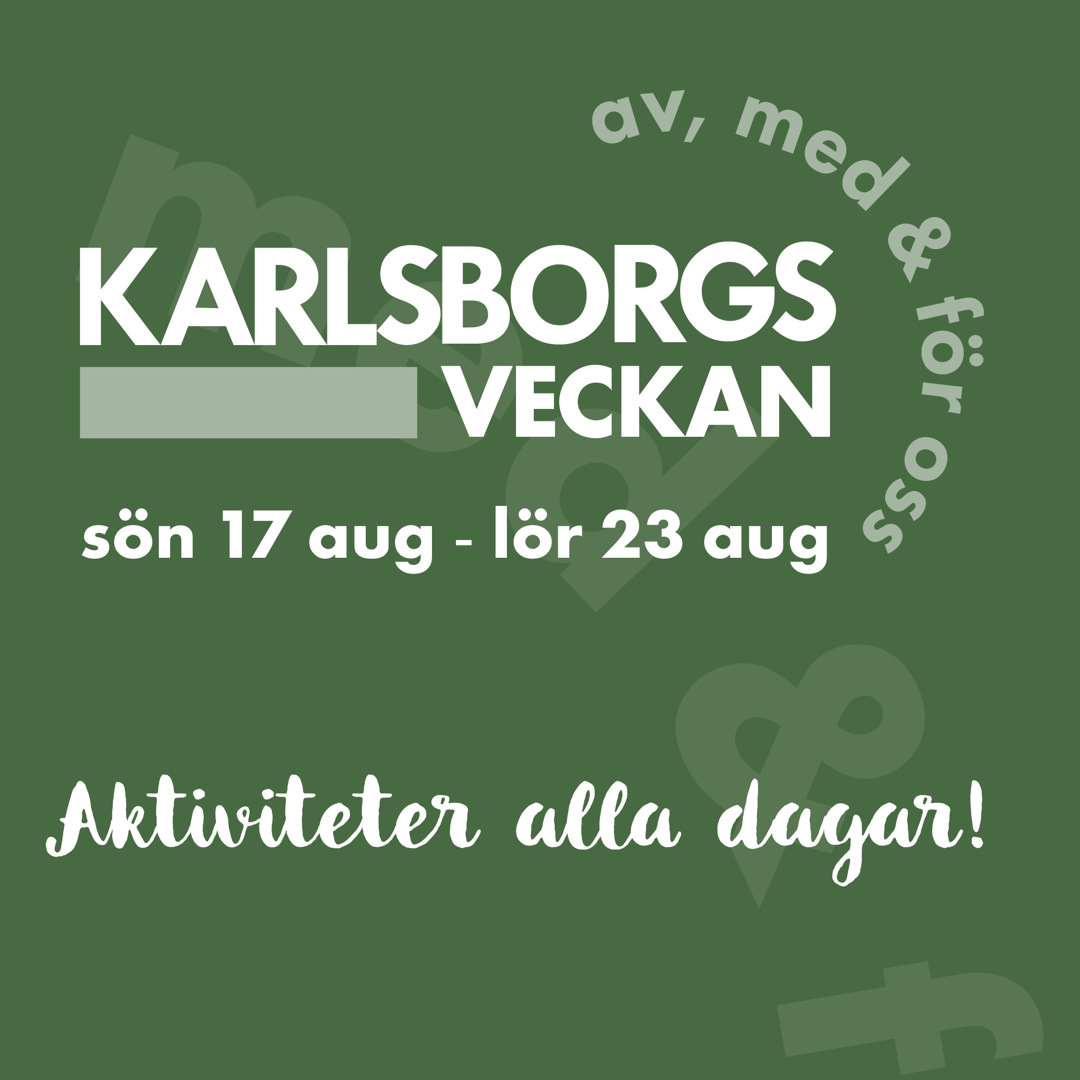 Logotypen för Karlsborgsveckan placerad på grön bakgrund samt texten 