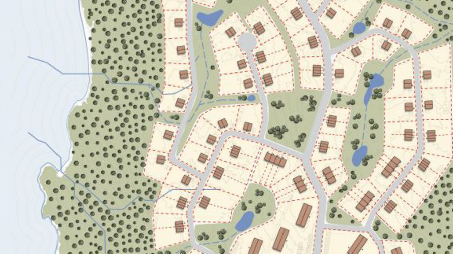 En karta över det nya förslaget på bostadsområde i Svartfjällsviken