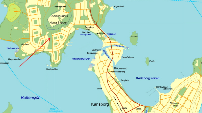 Kartbild över Karlsborg