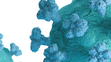 Illustration Coronavirus i blå toner