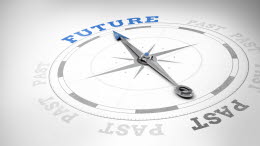 Kompass där nålen pekar på ordet "Future"